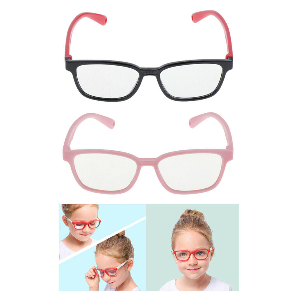 2x Kids Eyeglasses Blue Light Blocking Soft Frame Gaming Computer Eyewear