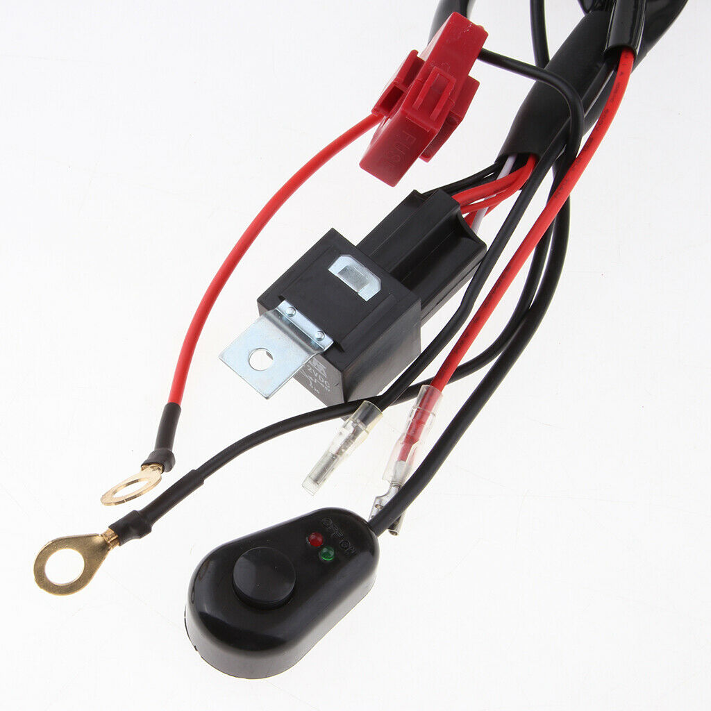 LED Light Bar Wiring Harness Kit ON/OFF Switch Relay Cable for Motorcycle