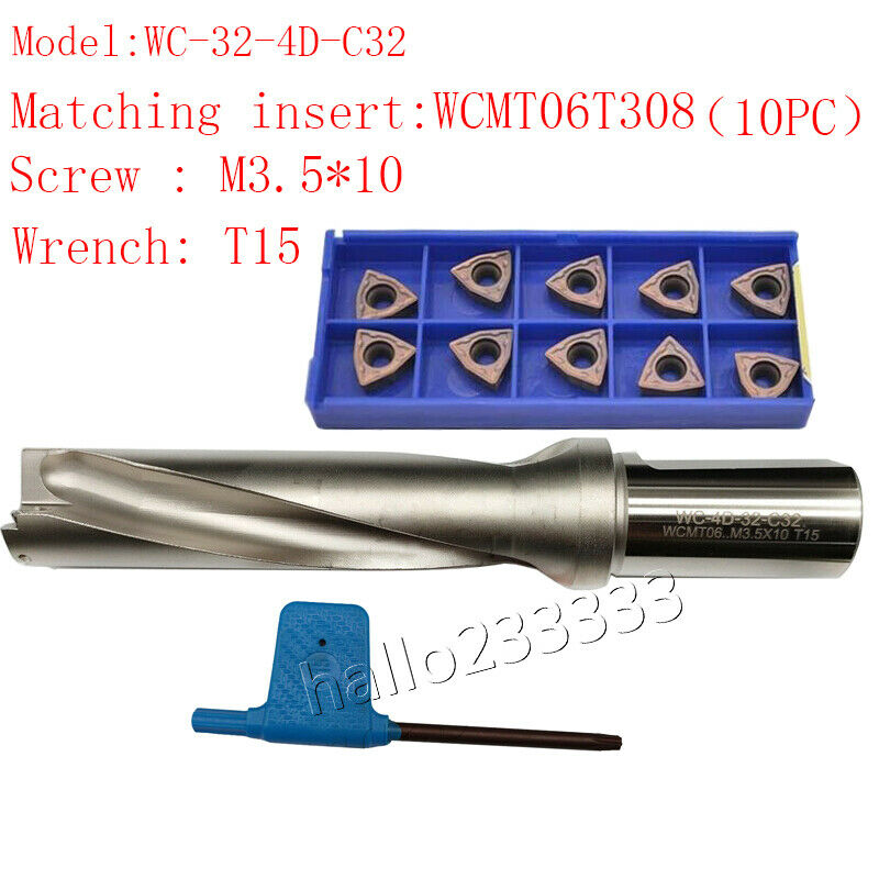WC-32-4D-C32 Φ32mm indexable U drill bit fast drill bit + WCMT06T308FN inserts