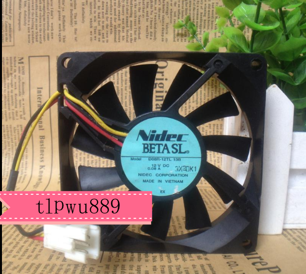 1pcs For Nidec  D08R-12TL 13B 12V DC 0.08A 3wire Fan @tlp