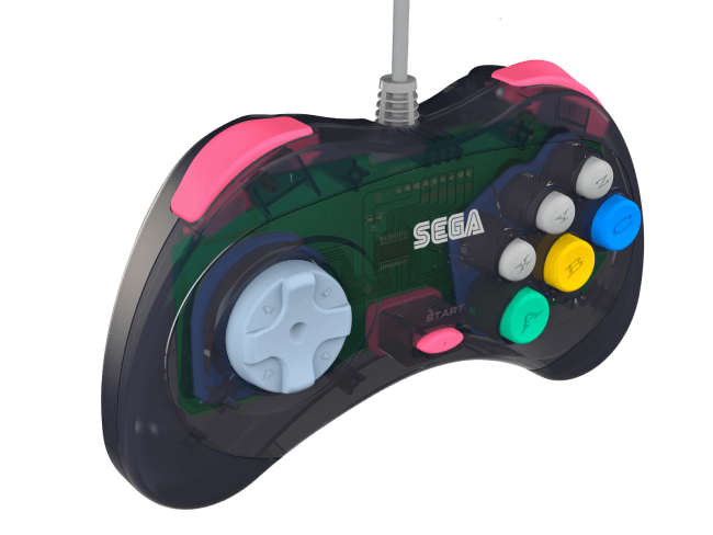 New Retro-Bit Official Sega Saturn Controller Pad - Slate Grey (Transparent)