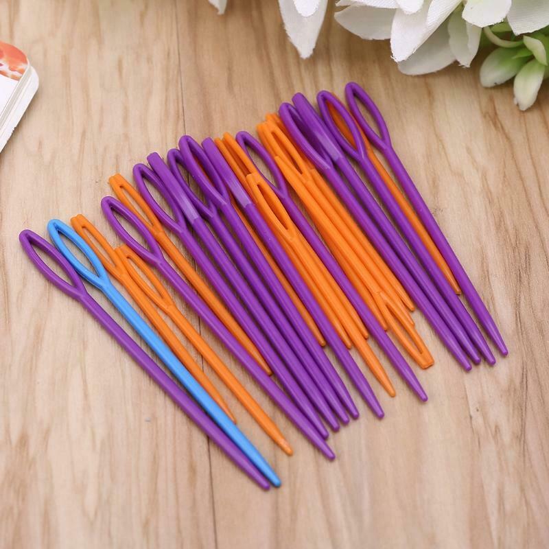 12 Pcs Knitting Crochet Loom Hook+24 Pcs Plastic Sewing Needles Craft Projects