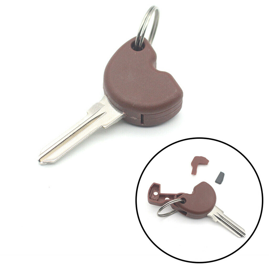 Brown Motorcycle Uncut Blank Key + Transponder Chip Universal For Piaggio