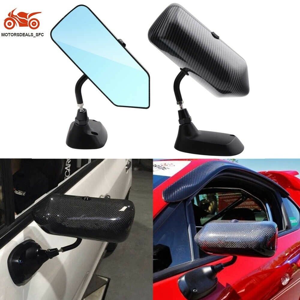 1 Pair Universal F1 Style Side Mirror With Water Proof Blue Glass and Brackets
