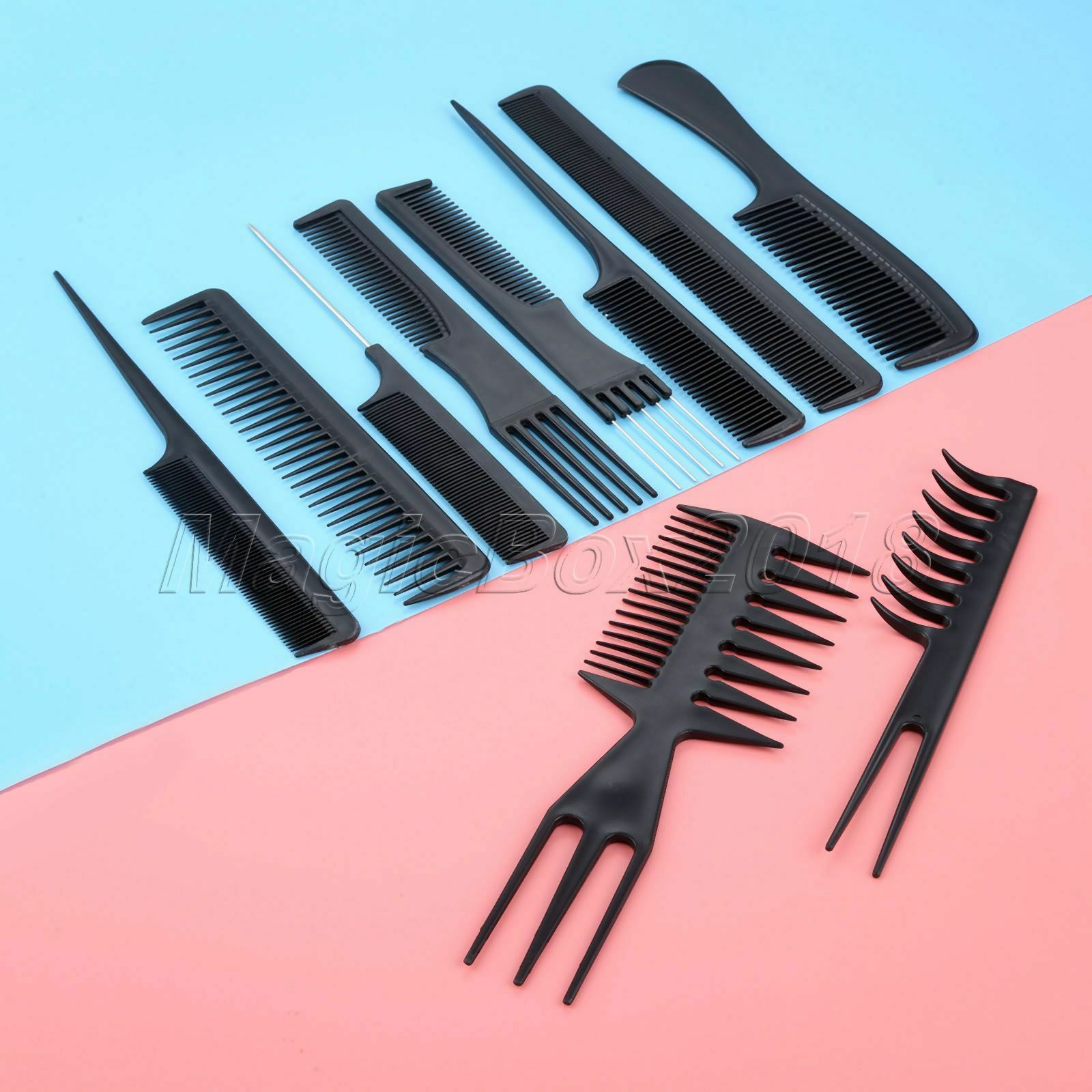 10Pcs/Set Hairdressing Comb Brush for Salon Barber Hair Styling Dyeing Cutting