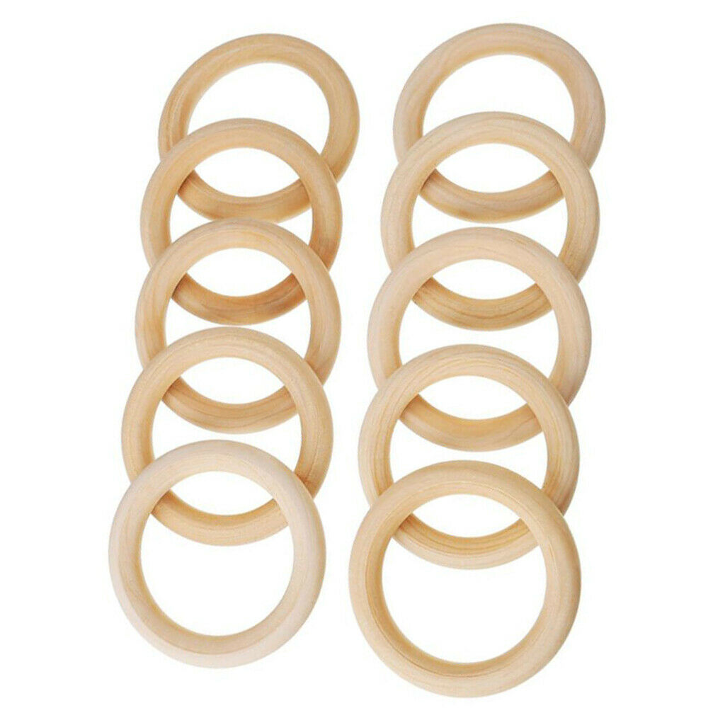 20x 60mm + 20x 50mm Natural Wood Wooden Rings for Baby Teethers Connectors