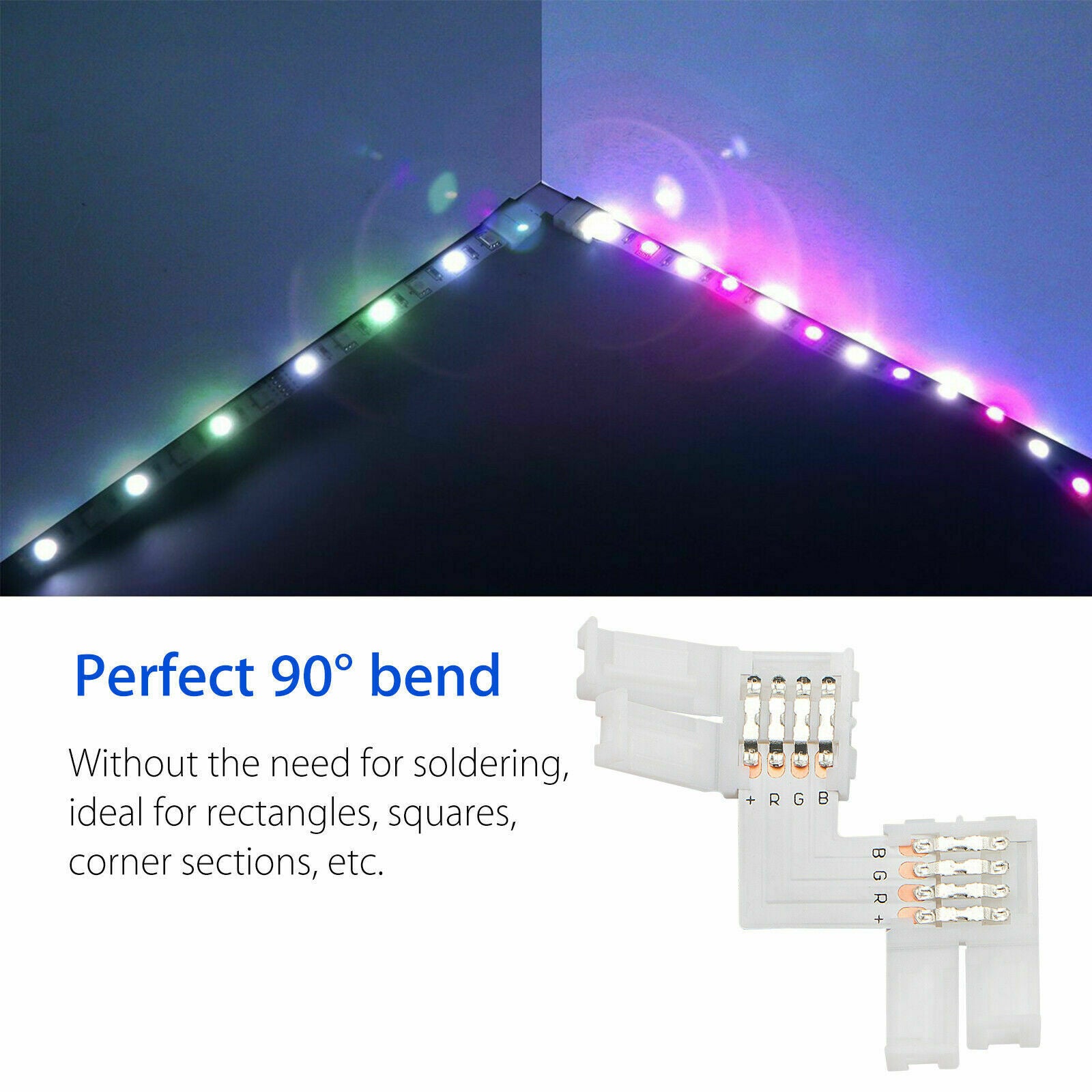 10X 10mm L-Shape 4pin Corner Connector Adapter for 5050/3528 LED RGB Strip Light