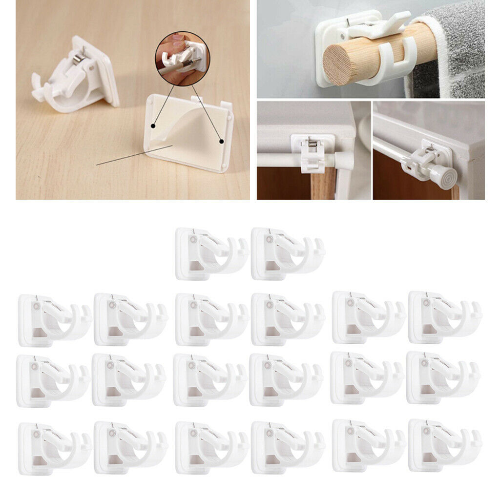 20Pcs Curtain Rod Bracket Drapery Hook Wall Bracket Rod Hooks Home Bedroom