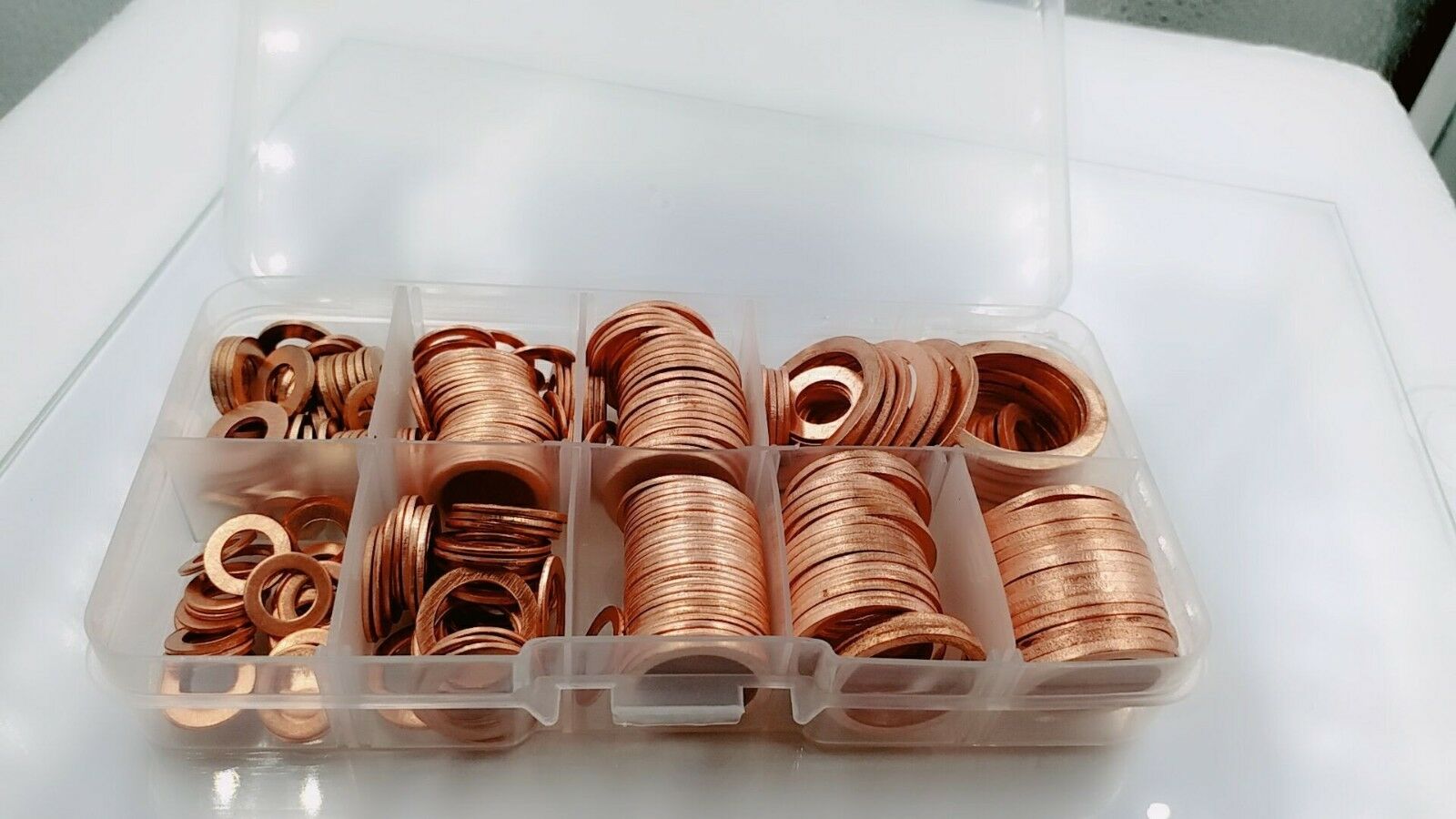 280Pcs Kit 12 Sizes Assorted Solid Copper Crush Washers Seal Flat Ring With Box