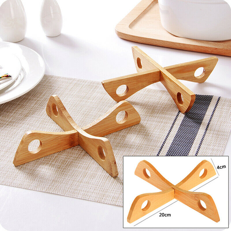 1Pc Wooden Detachable Insulation Pad Tray Rack Kitchen Anti-scalding Tabl.l8