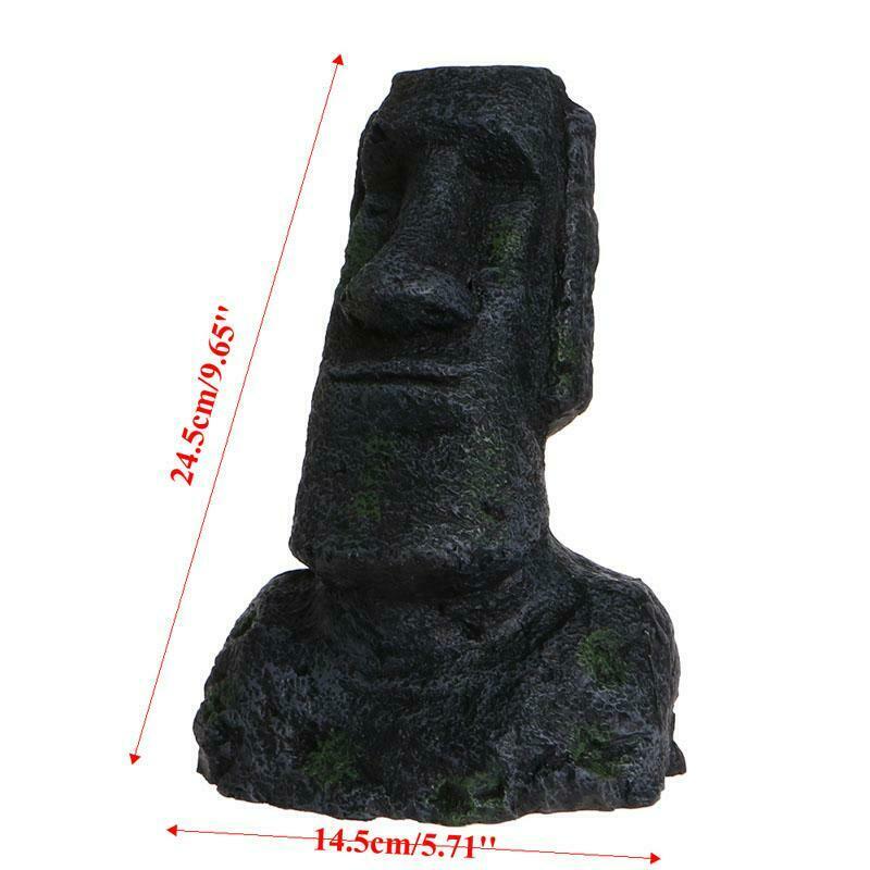 Easter Island Statue Aquarium Ornament Fish Tank Rock With Face Heads Decor 2017