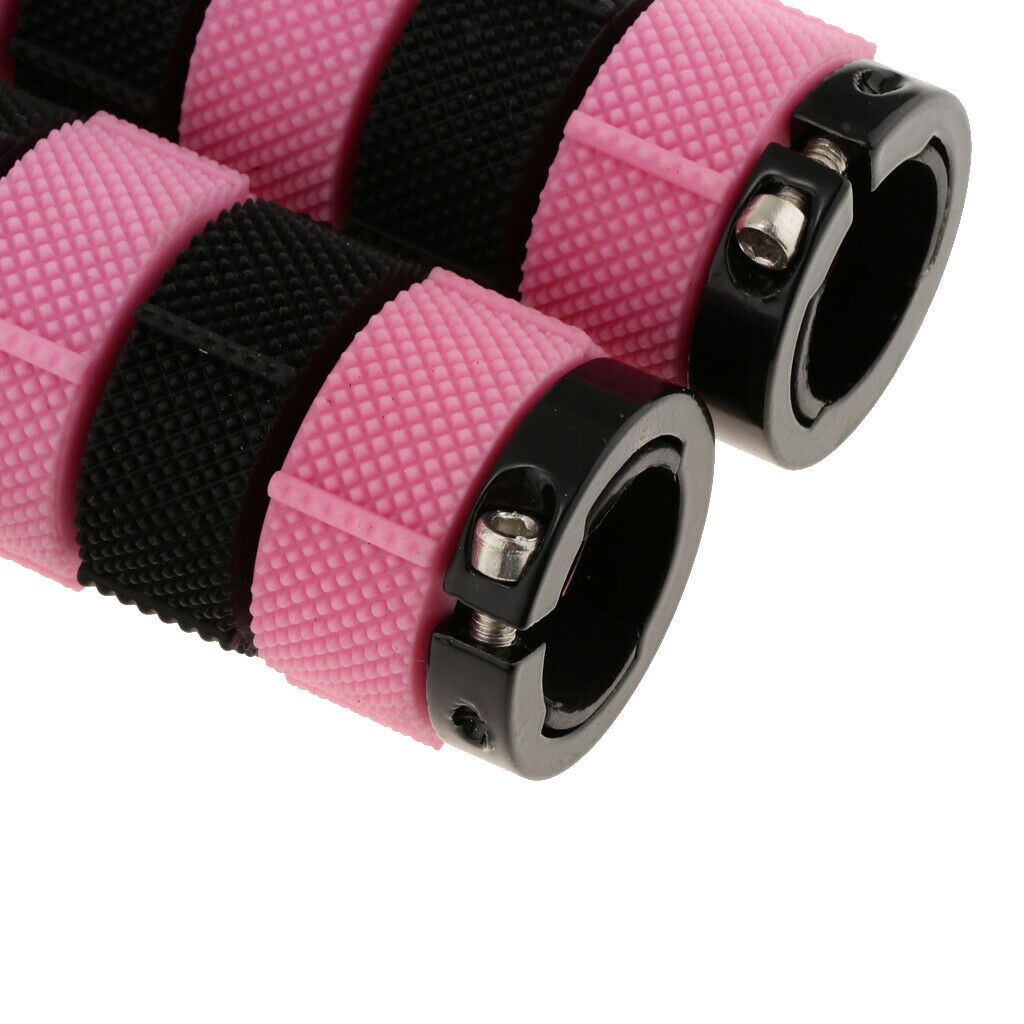 Anti slip MTB Bicycle Bike Handlebar Grips Silicone Gel Cover Pink + Black
