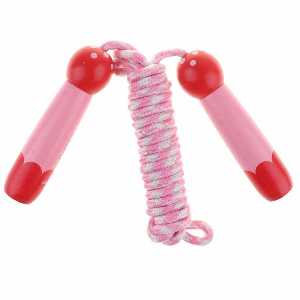 Adjustable Skipping Jump Rope Wooden Handle Fitness Equipment Pink