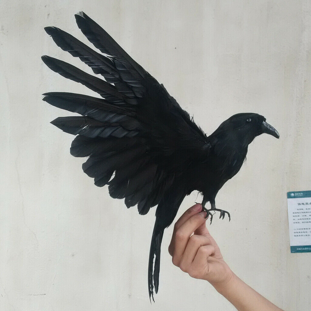 Artificial Realistic Woodland Birds for Garden Home Decoration Raven
