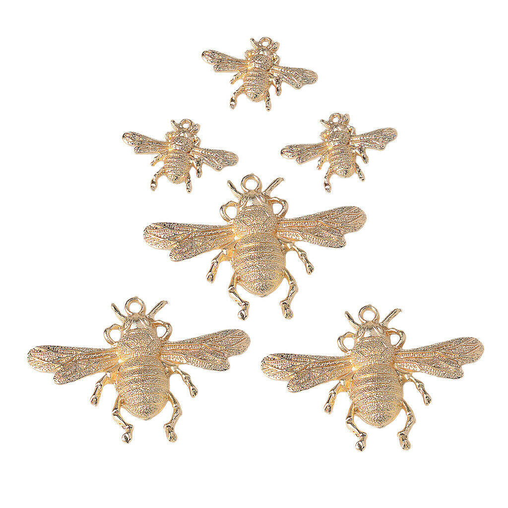 6pcs Metal Bee Shape Flatback Sewing Button Garment Bags Decor Applique