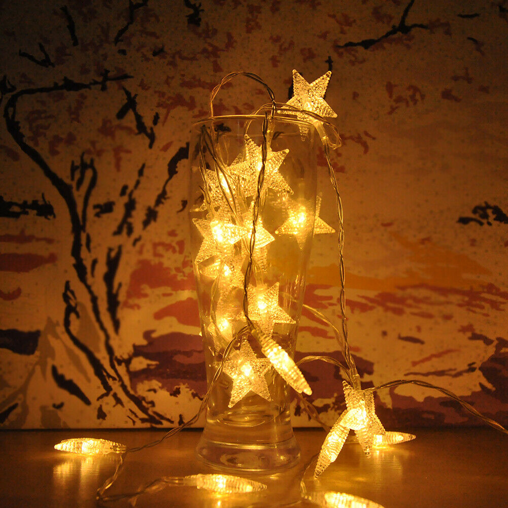Fairy Lights String Garland Small Stars Battery Operated Christmas Party Decor