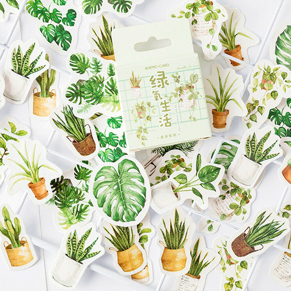 45PCS Green Plants Potted Pattern Stickers Scrapbooking Diary Album Decor DIY