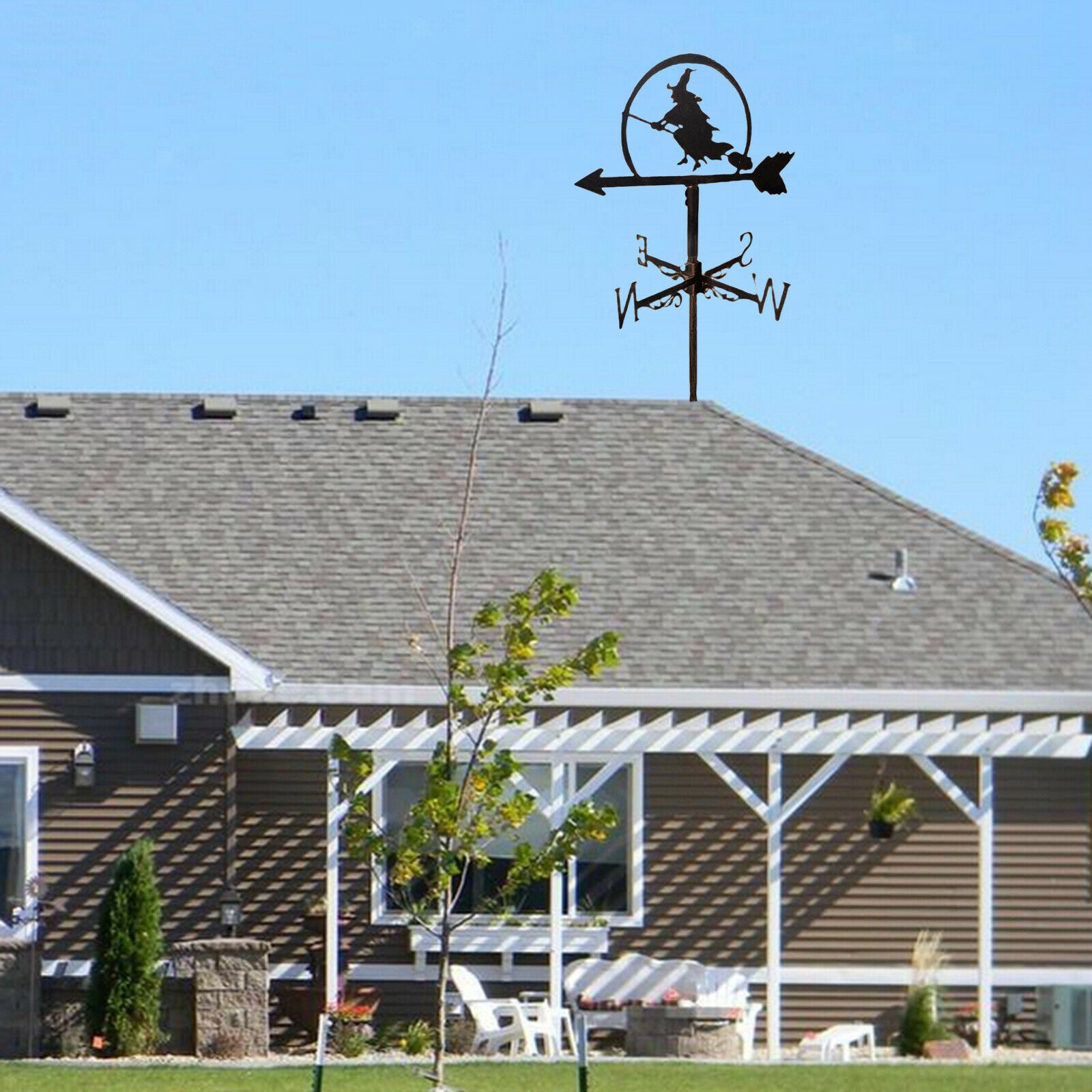 Stainless Steel Witch Weathervane Weather Vane Outdoor Decor Decorations