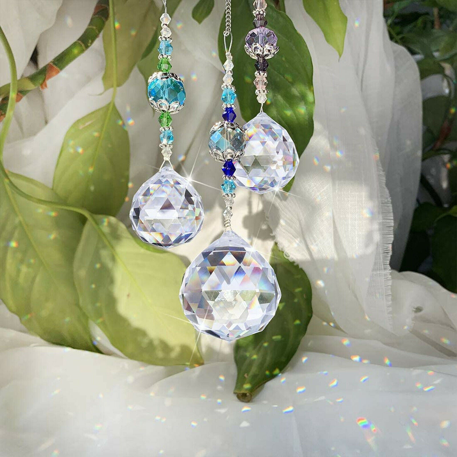 Hanging Clear Crystal Lighting Ball Prisms Pendant Curtain Chandelier Decor 30mm