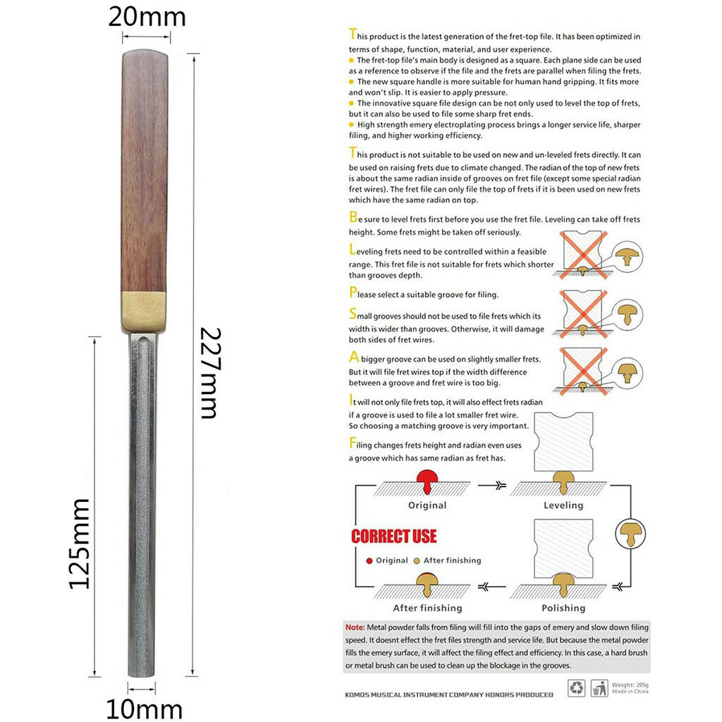 Universal Guitar Fret Crowning File Fretboard Leveling Repair Dressing Tool