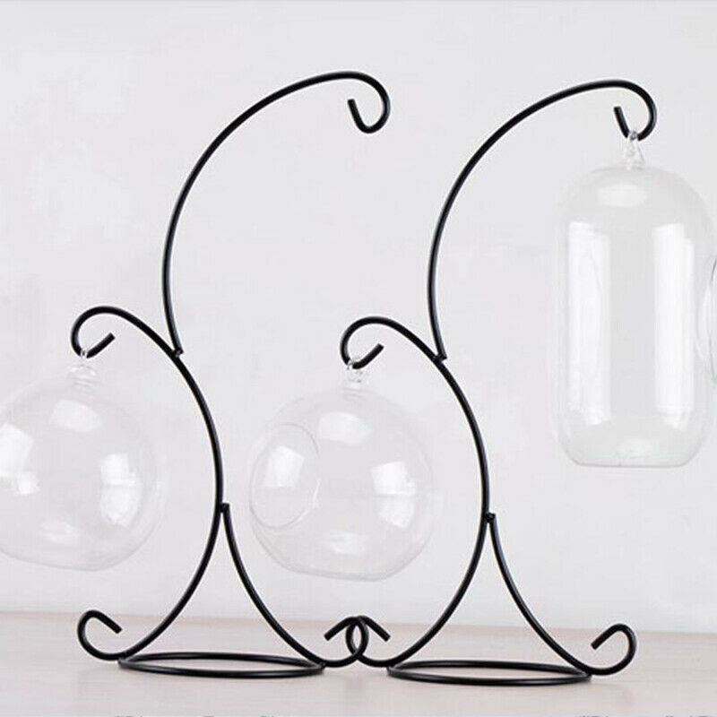 37CM Double hook Metal Iron Candlestick Candle Holder Plant Glass Bottle Sta Qx