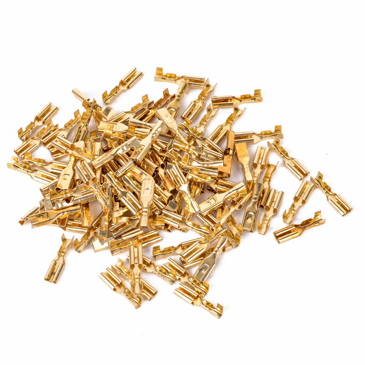 100X 2.8mm Brass Crimp Female Spade Connector Terminal Insulated Sleeve 22~16AWG