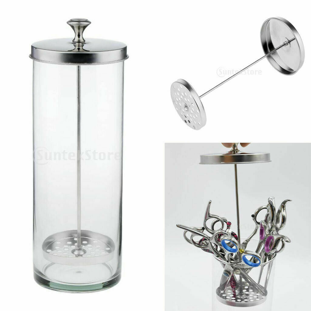 Glass Disinfectant Jar For Barber Styling Scissors Nipper Manicure Tools L