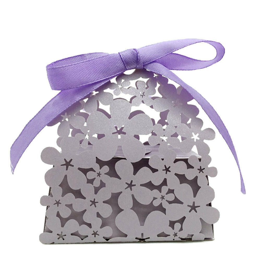 20pcs Favor Gift Ribbon Hollow Sweet Candy Boxes Wedding Baby Shower Party