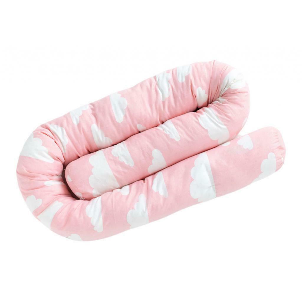 Baby Long Bumper Pillow Unisex Multipurpose Pads for Newborn Infant Pink Clouds