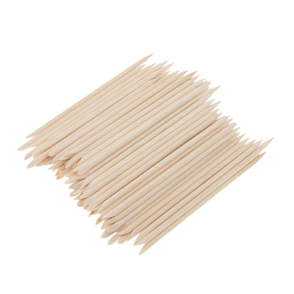 100 Pieces Nail Art Orange Wood Sticks Cuticle Pusher Remover Manicure Tool
