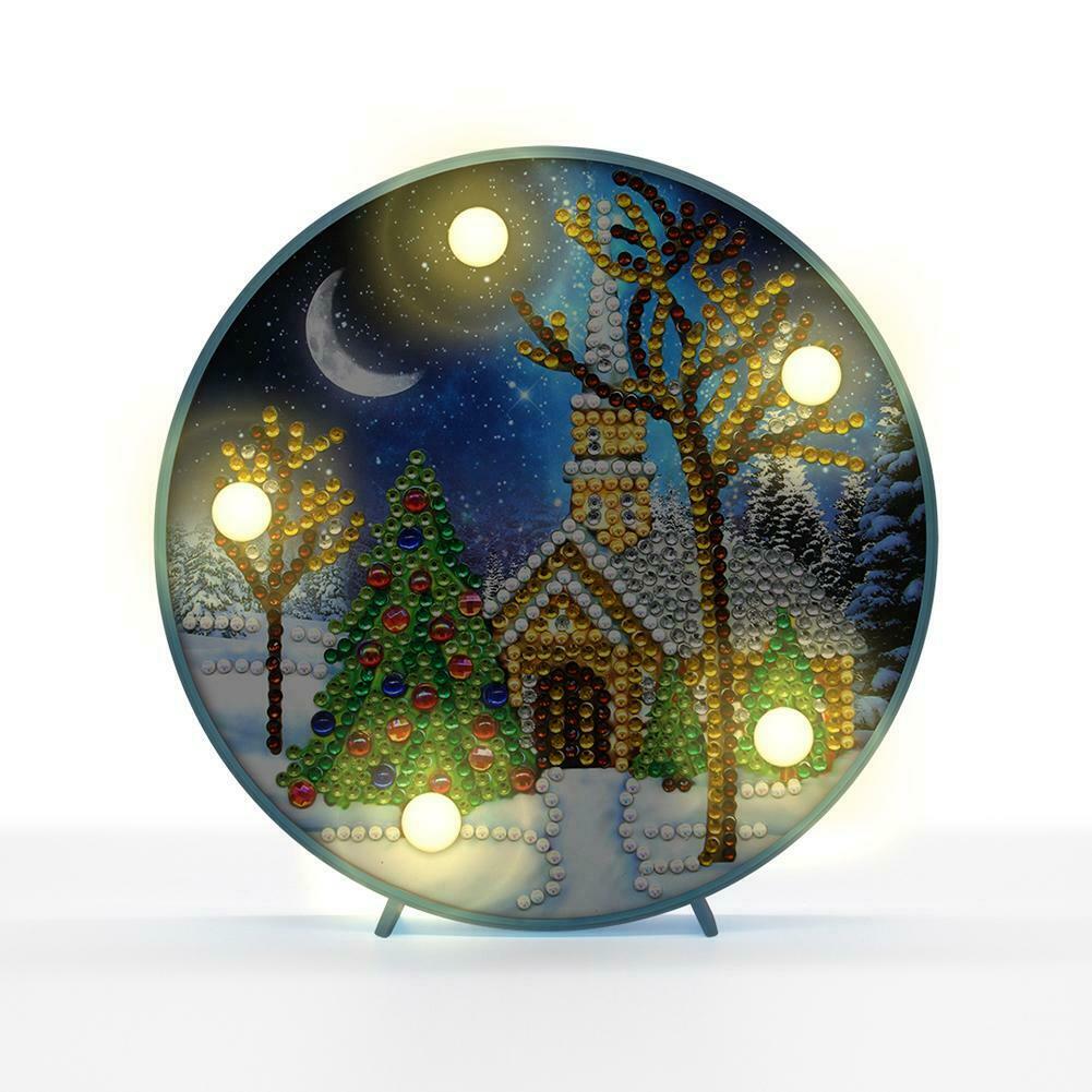 DIY Special Shaped Diamond Painting Christmas Tree House Light Home Decor @