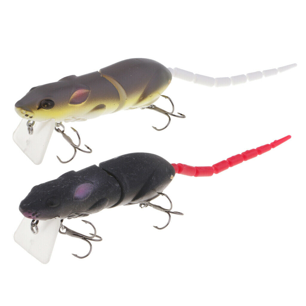 2pcs Multi-joint Mice Rat Lures Artificial Baits Hollow Body Fishing Lures