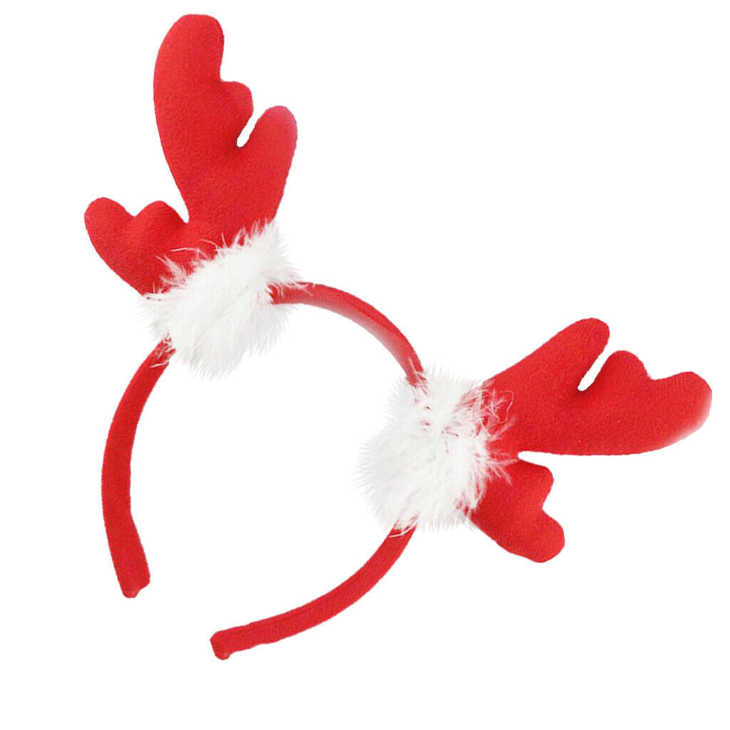 Christmas Reindeer Antler Headband Festival Party Decorations Brown + Red