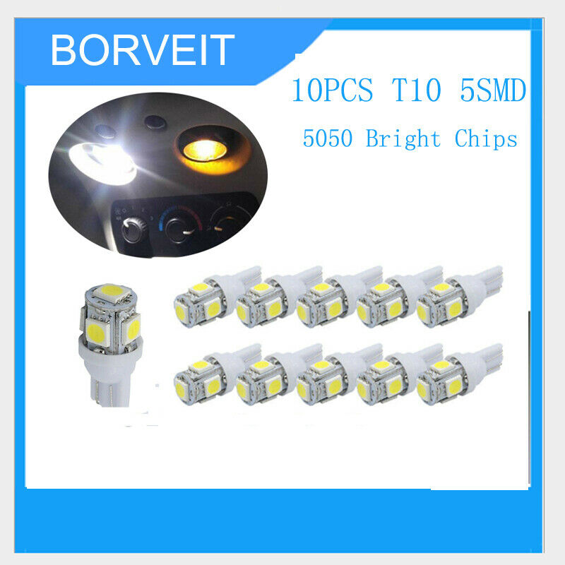 10x White T10 168 194 LED License Plate Exterior Tag Replacement Light bulbs