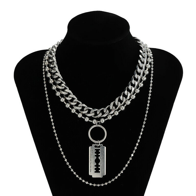 Fashion Multi-layer Hip hop Round Bead Chain Women Men Choker Neckalce Je.l8