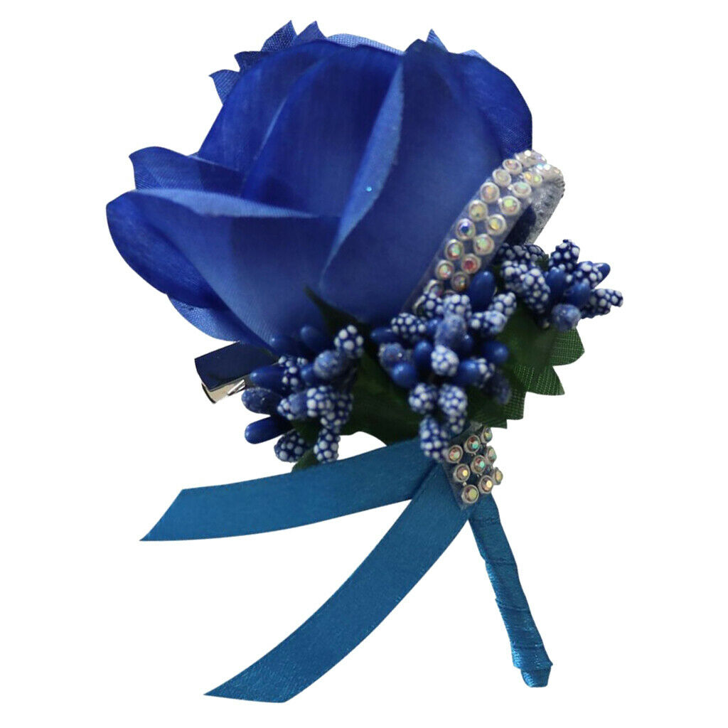 Stimulation Rose Flower Brooch Pin Wedding Corsage Pin Saphire