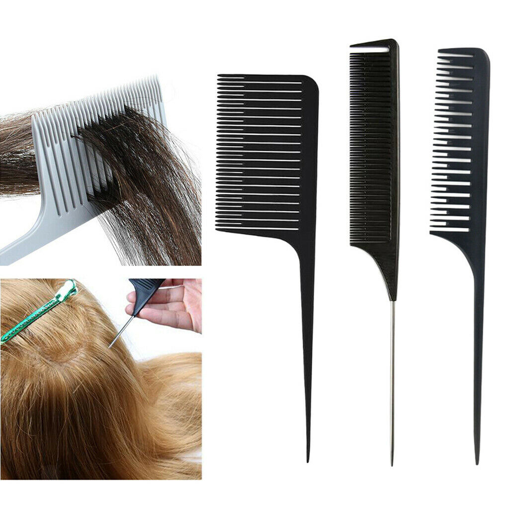 3x Sectioning Weaving Highlighting Foiling Hair Comb Hair Combs Tool Black