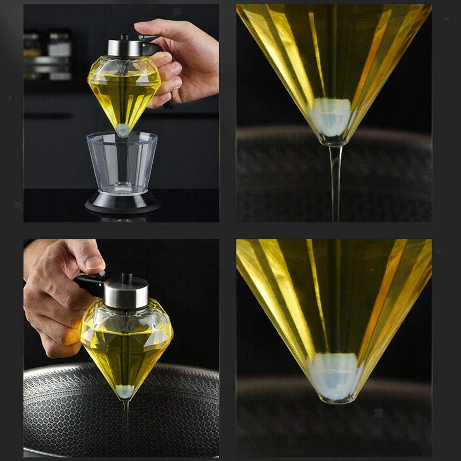 Diamond Olive Oil Bottle Dustproof Vinegar Oil Bottle Press Multi-Purposes