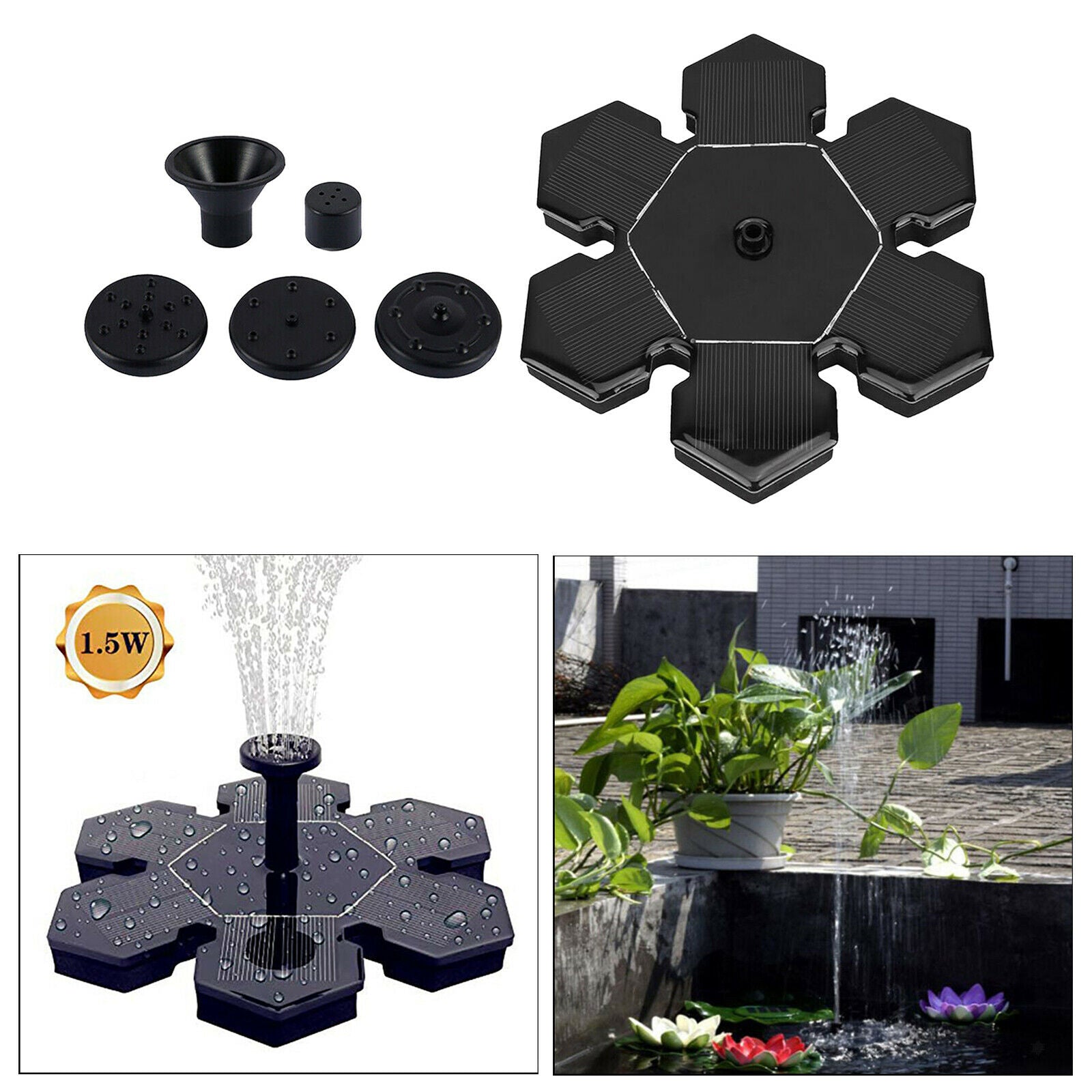 Solar Water Fountain 1.4W Bird Bath Fountain Pump Pool Pond Aquarium Tanks
