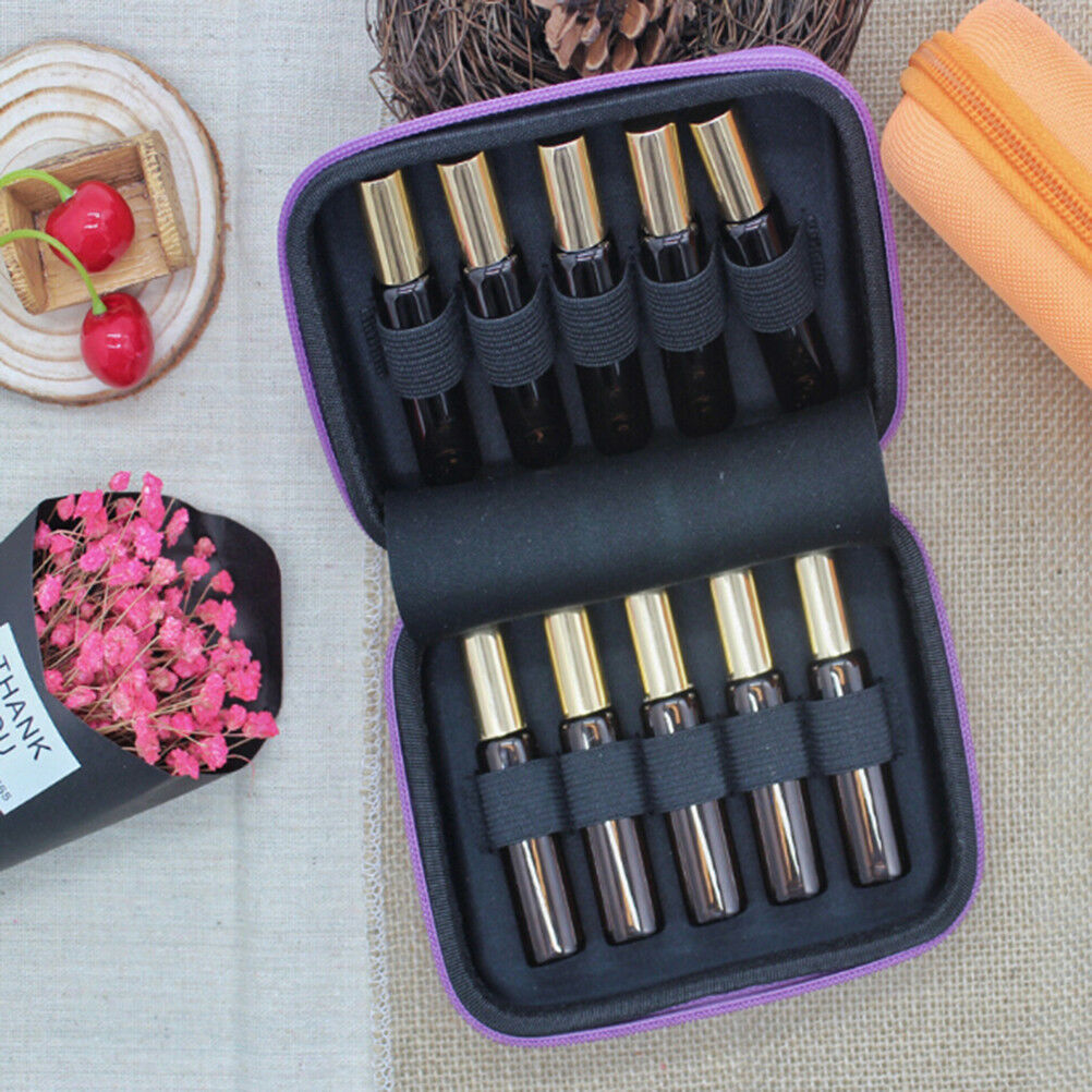 10Ml 10 Roller Bottles Essential Oil Glass Case Empty Carry Holder Storage BADD