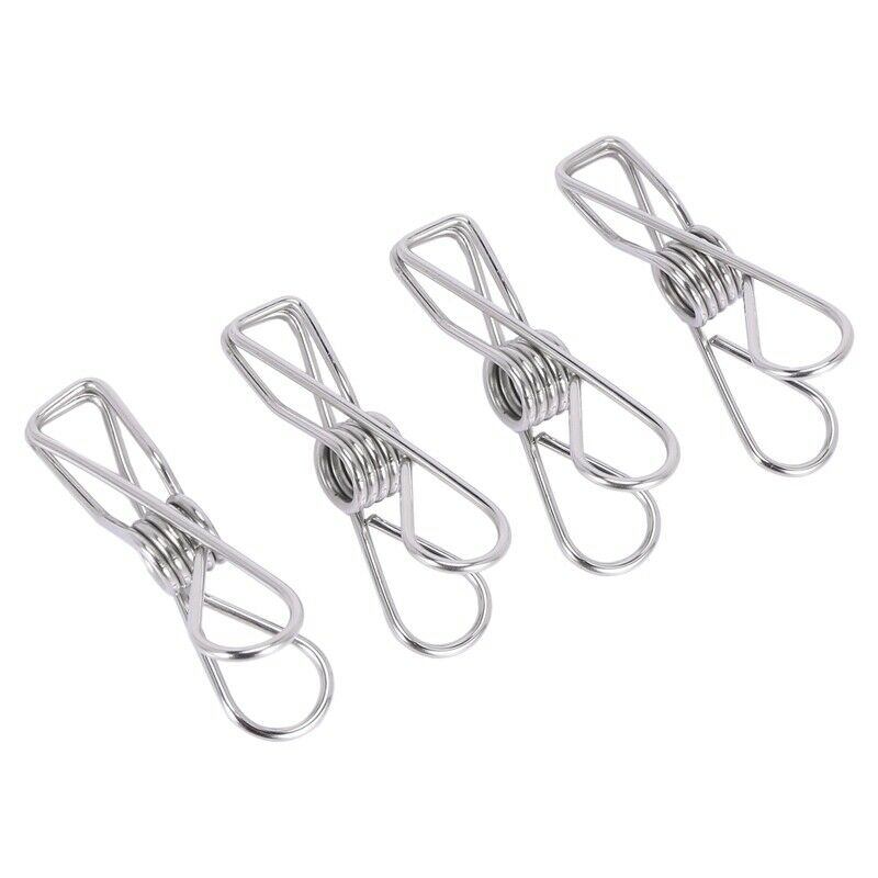 80pcs Stainless Steel Clothes Pins, Utility Clips Hooks Clothesline Clip 2.2inF4