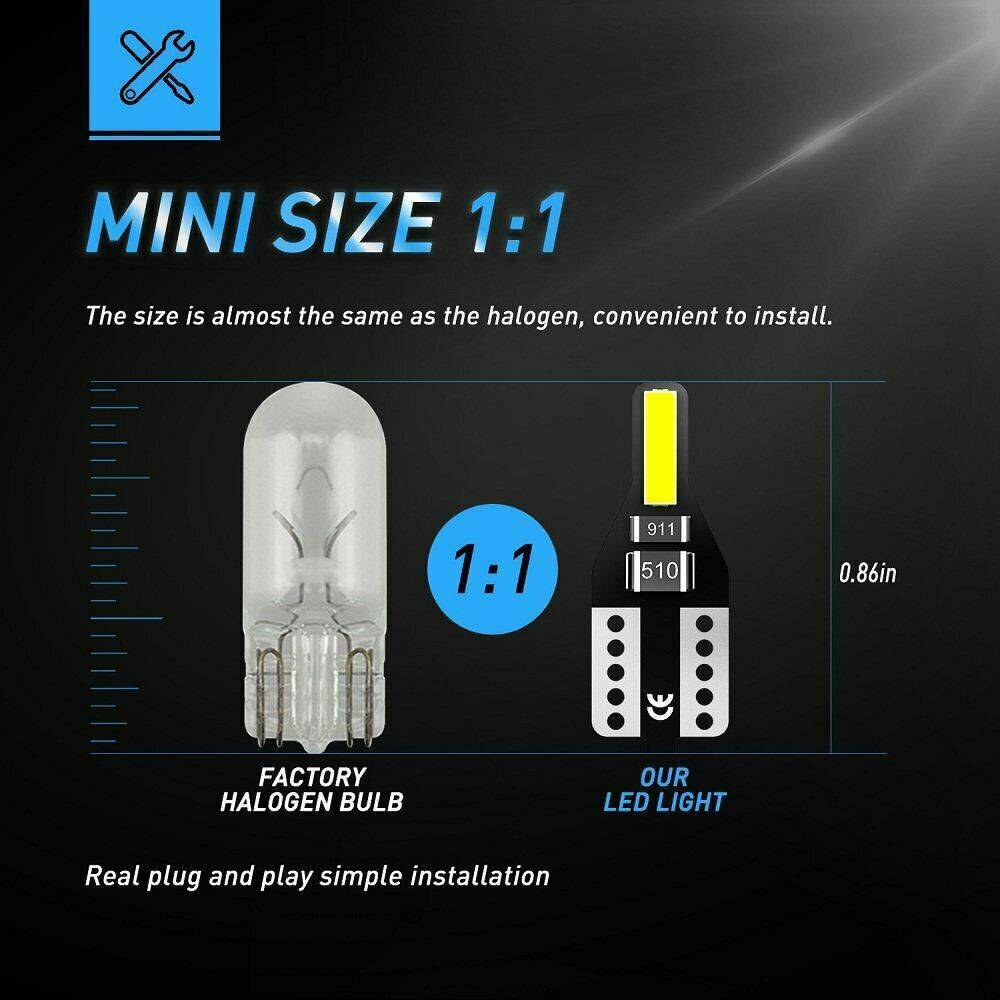 10x LED T10 501 194 W5W 7020SMD Car CANBUS Practical Error Free Wedge White Bulb