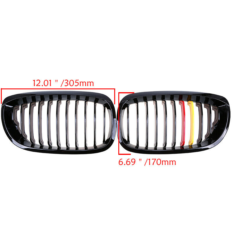 Front Kidney Grilles ABS Gloss Black For BMW E46 330Ci 325Ci M3 Coupe 2003-2006