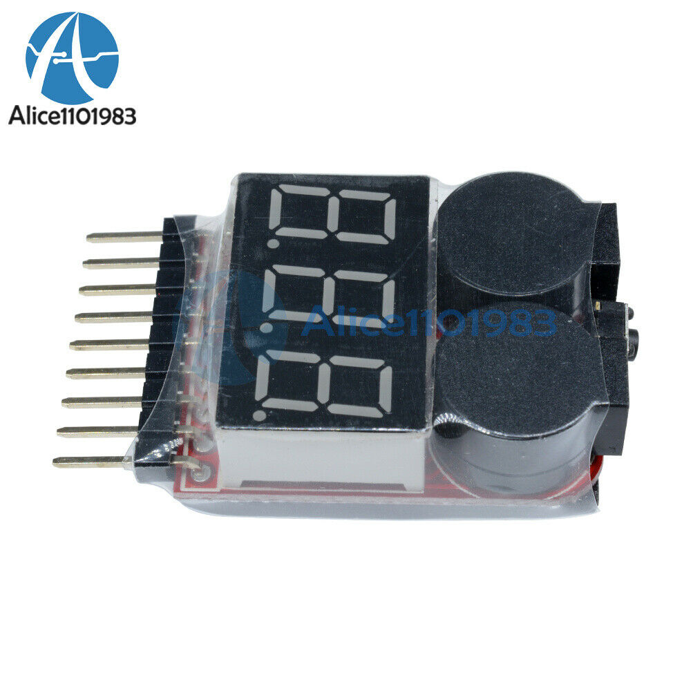 5PCS 1-8S Lipo Li-ion Fe Battery Voltage 2IN1 Tester Low Voltage Buzzer Alarm Ne
