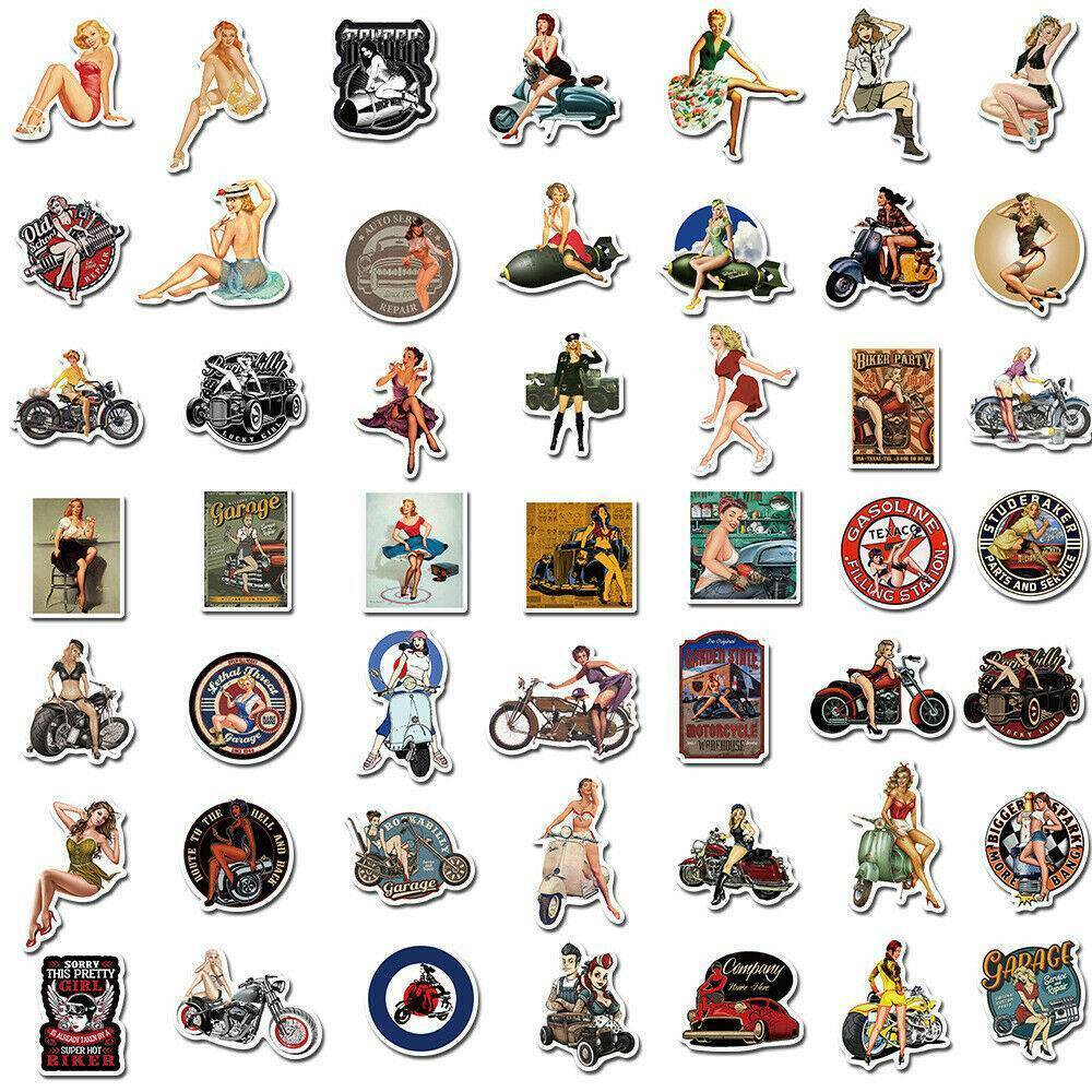 100Pcs/set Retro Stickers Decals for Motorcycle Luggage Laptop Wall Graffiti DIY