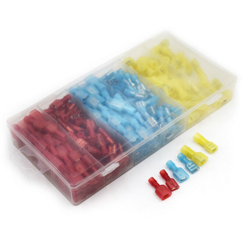 240PCS Nylon Electrical Crimp Wire Connectors Terminals Spade Insulated with Box