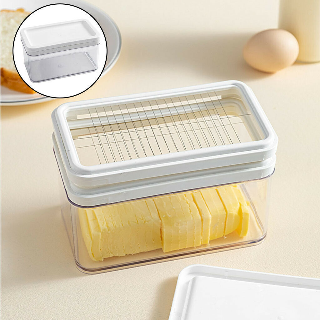1Piece Sealed Butter Dish with Lid Butter Slicer Cheese Fresh Box Two Grids