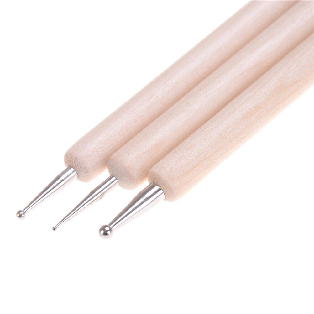 3x Ball Styluses Tool Set For Embossing Pattern Clay Sculpting Ho.l8