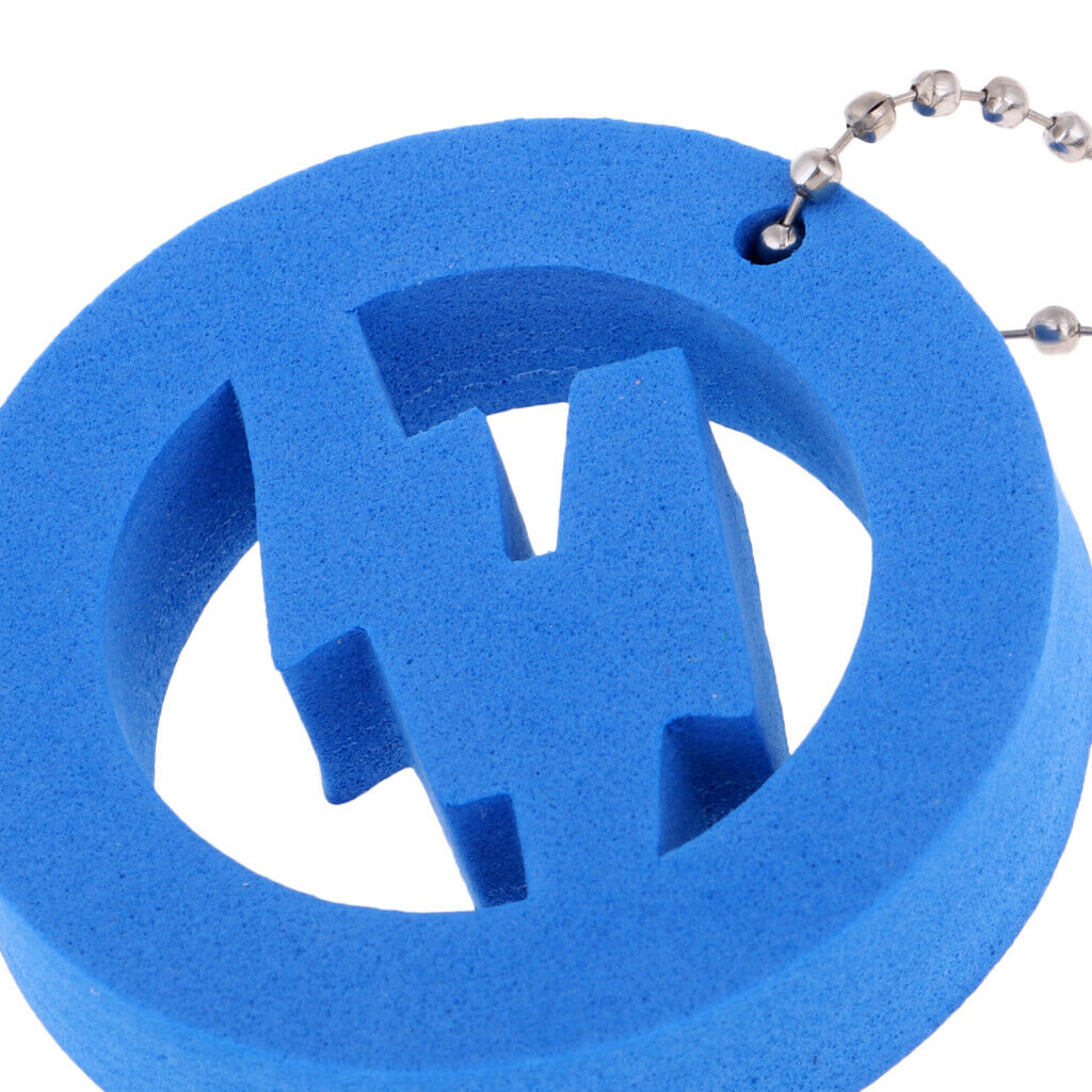 2X 2 Pieces Round Buoy EVA Floating Keychain Keyring Water Key Float Blue