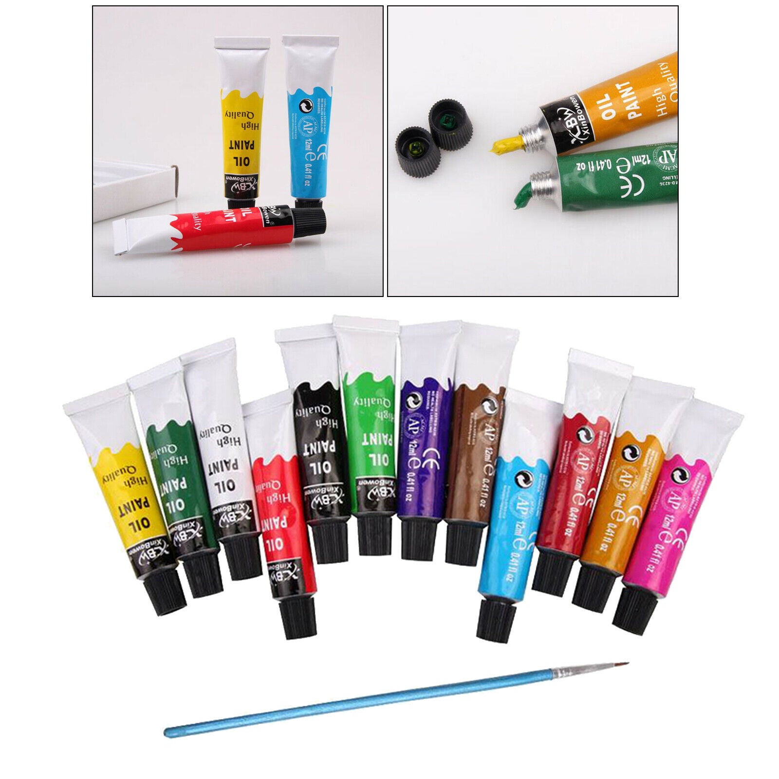 Premium 12ml Oil Paints Tubes Set Paint Pigment Canvas Landscape Brush Tools